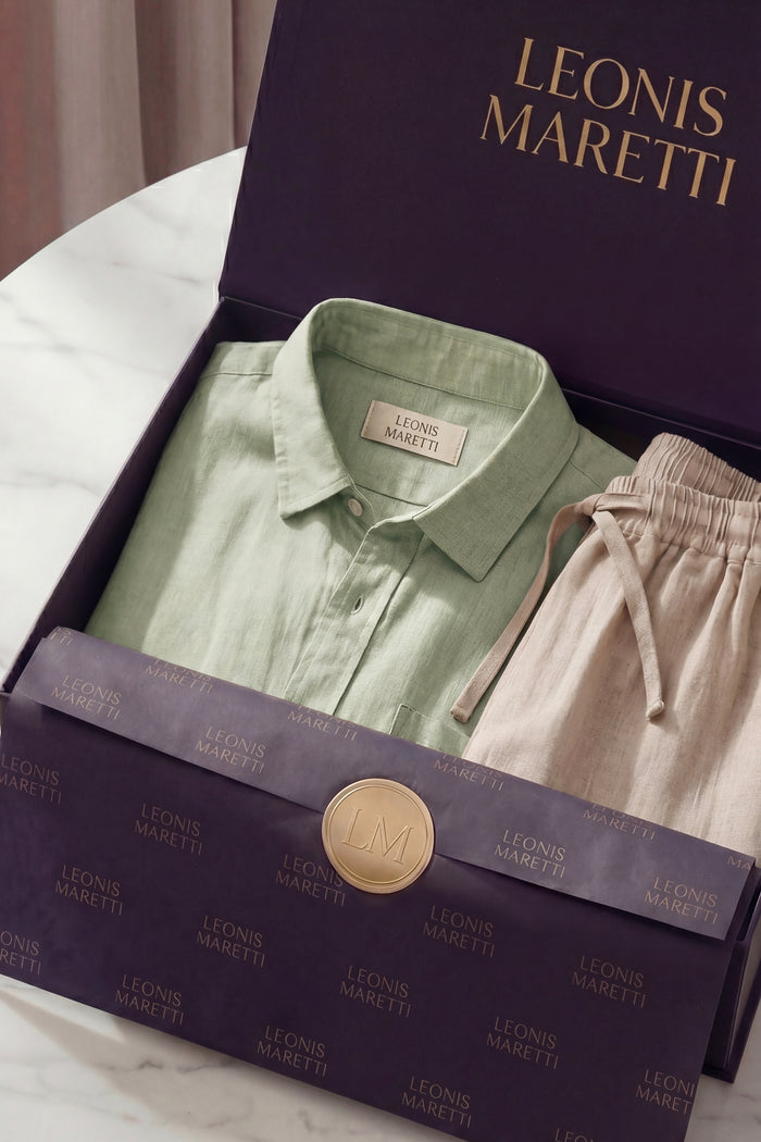 Pisa Linen Set Long Sleeve Mint Green/Beige