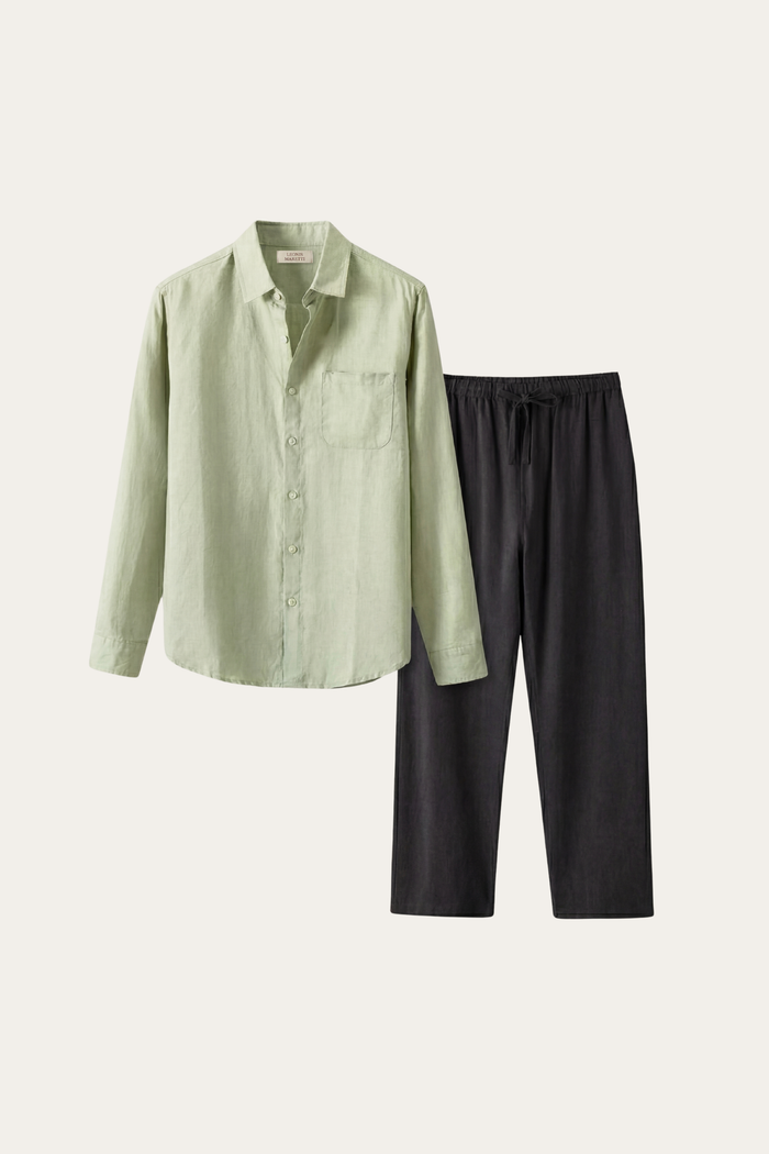 Pisa Linen Set Long Sleeve Mint Green/Black