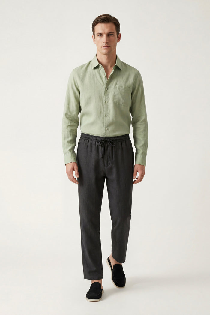 Pisa Linen Set Long Sleeve Mint Green/Black
