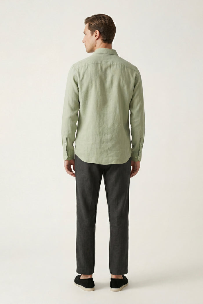 Pisa Linen Set Long Sleeve Mint Green/Black
