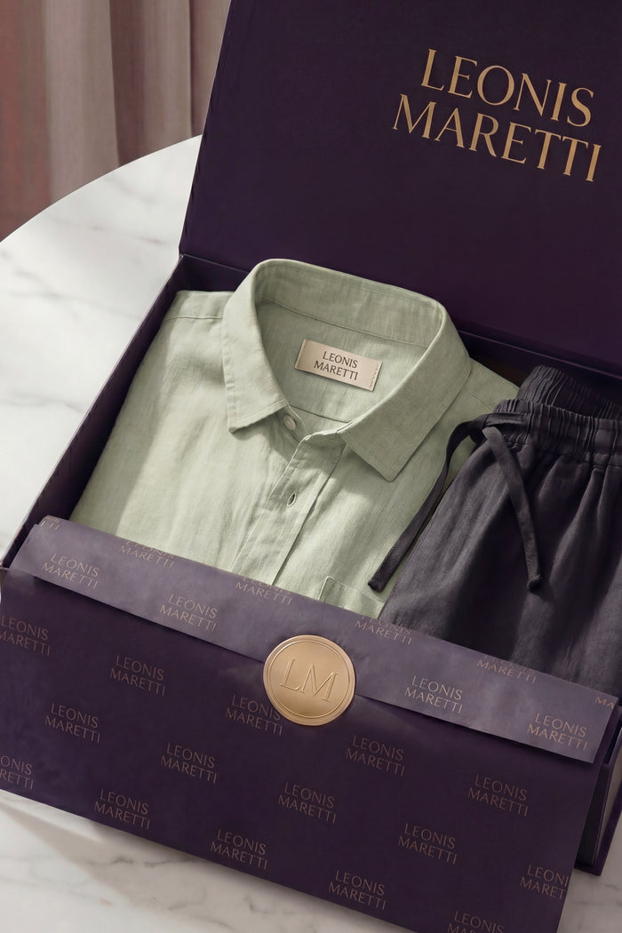 Pisa Linen Set Long Sleeve Mint Green/Black