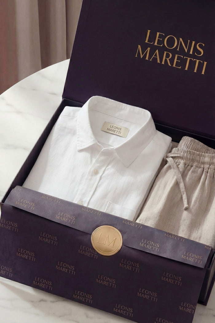 Pisa Linen Set Long Sleeve White/Beige