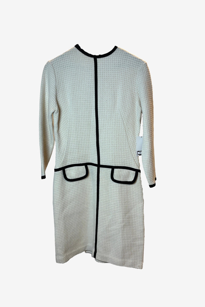 Play Togs Cream & Black Lined Wool Midi Dress image 0