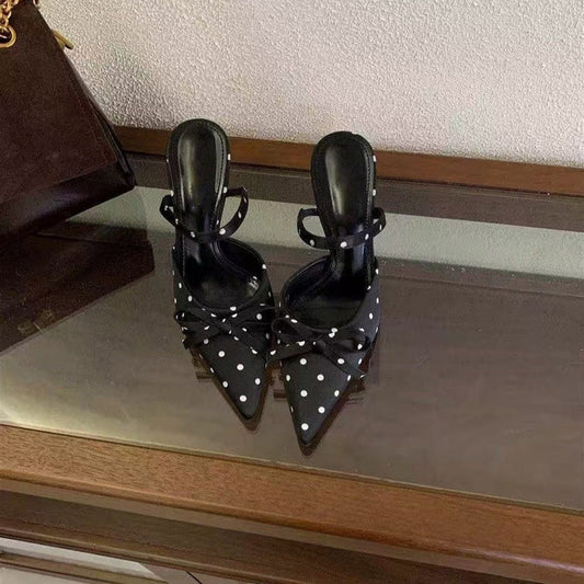 Polka Dot Pointed Heels - Fashionnsio