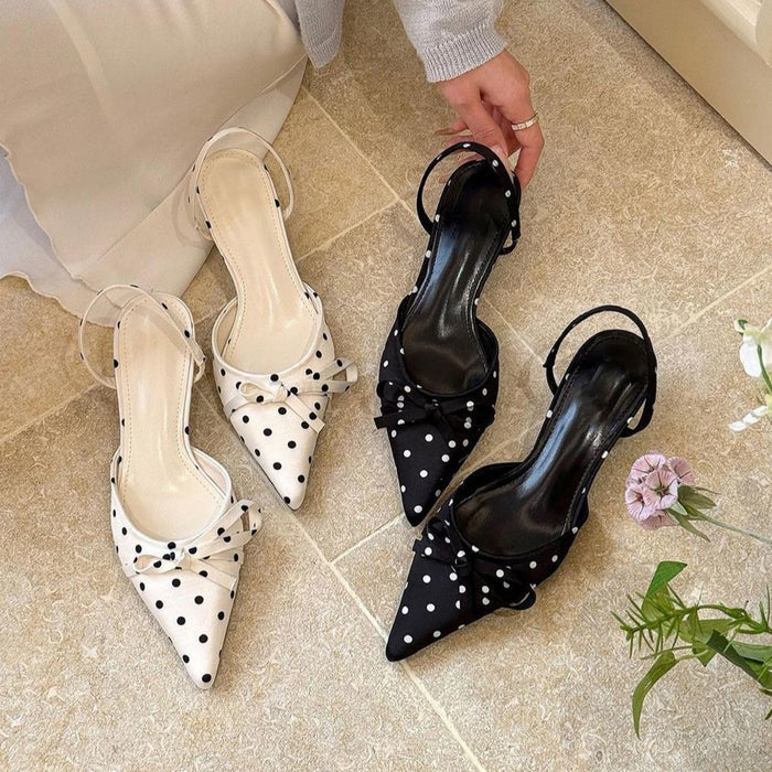 Polka Dot Pointed Heels - Fashionnsio