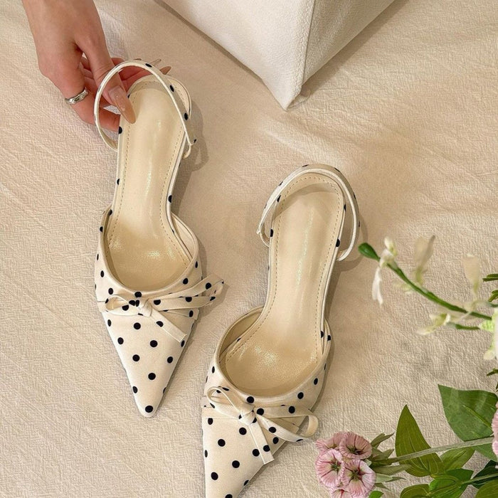 Polka Dot Pointed Heels - Fashionnsio