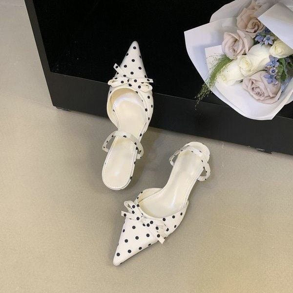 Polka Dot Pointed Heels - Fashionnsio