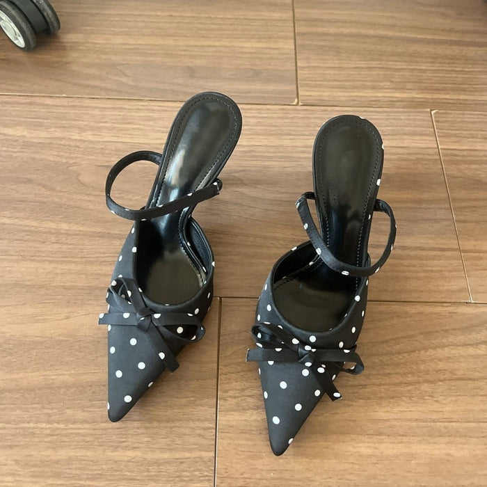 Polka Dot Pointed Heels - Fashionnsio