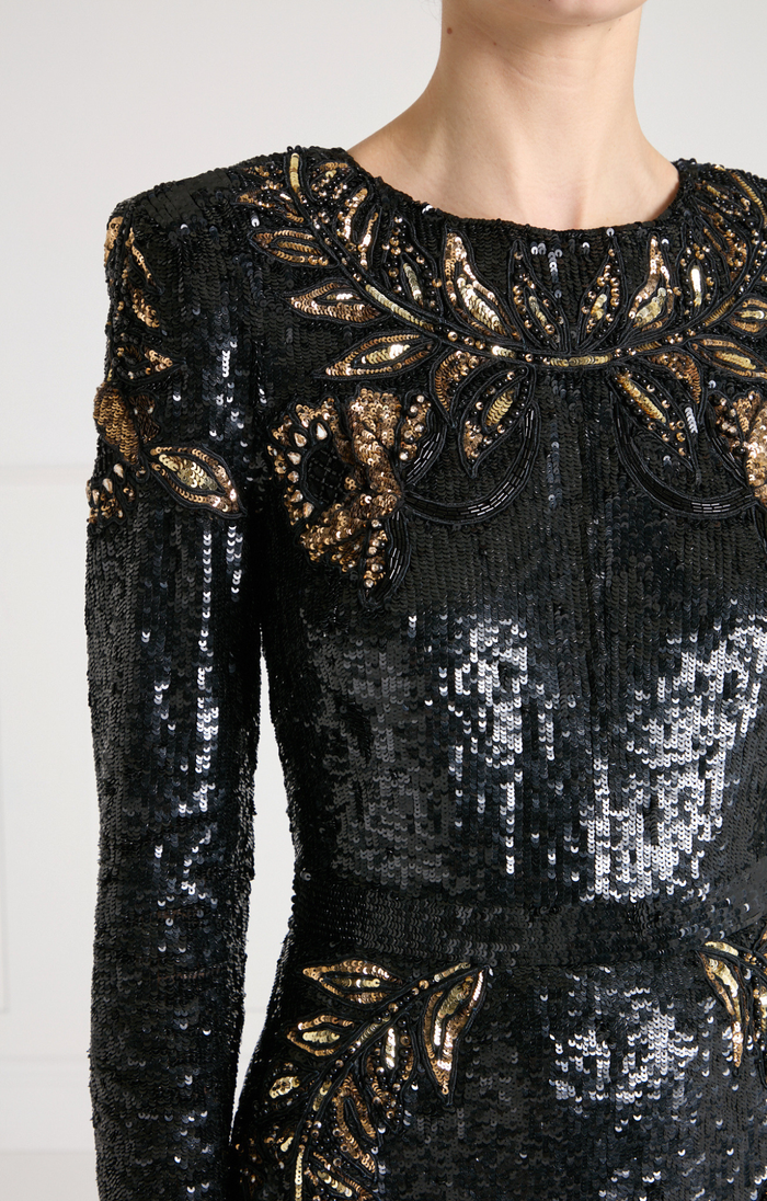 Porta Sleeved Gown - Black & Gold