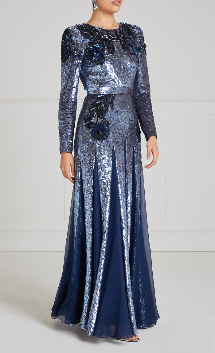 Porta Sleeved Gown - Midnight