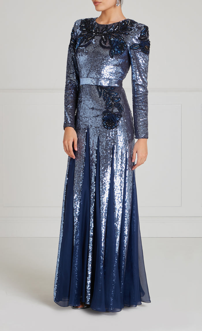Porta Sleeved Gown - Midnight