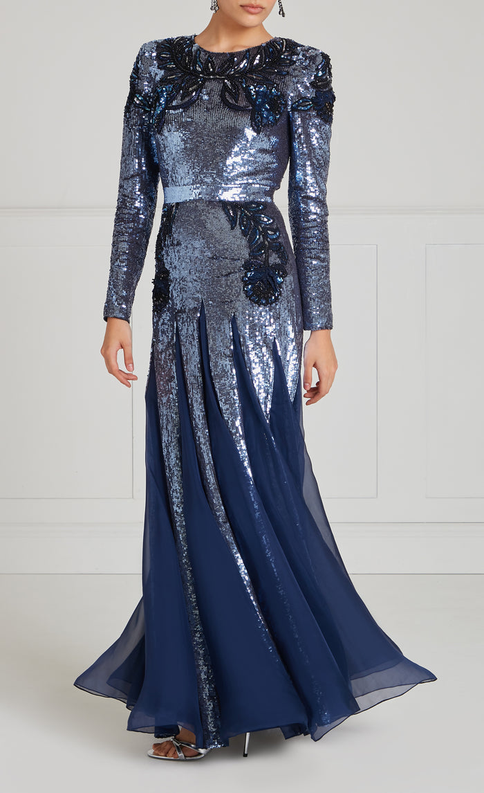 Porta Sleeved Gown - Midnight
