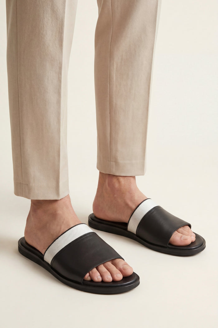 Portofino Leather Sandal Black