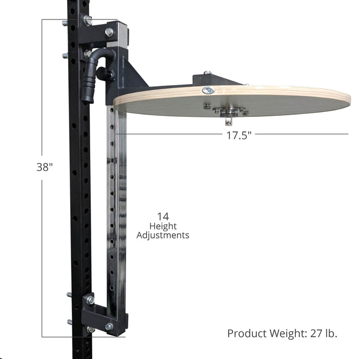 Power Rack Mounted Adjustable Speed Bag Platform - Dimensions: 38" T x 17.5" Platform Width