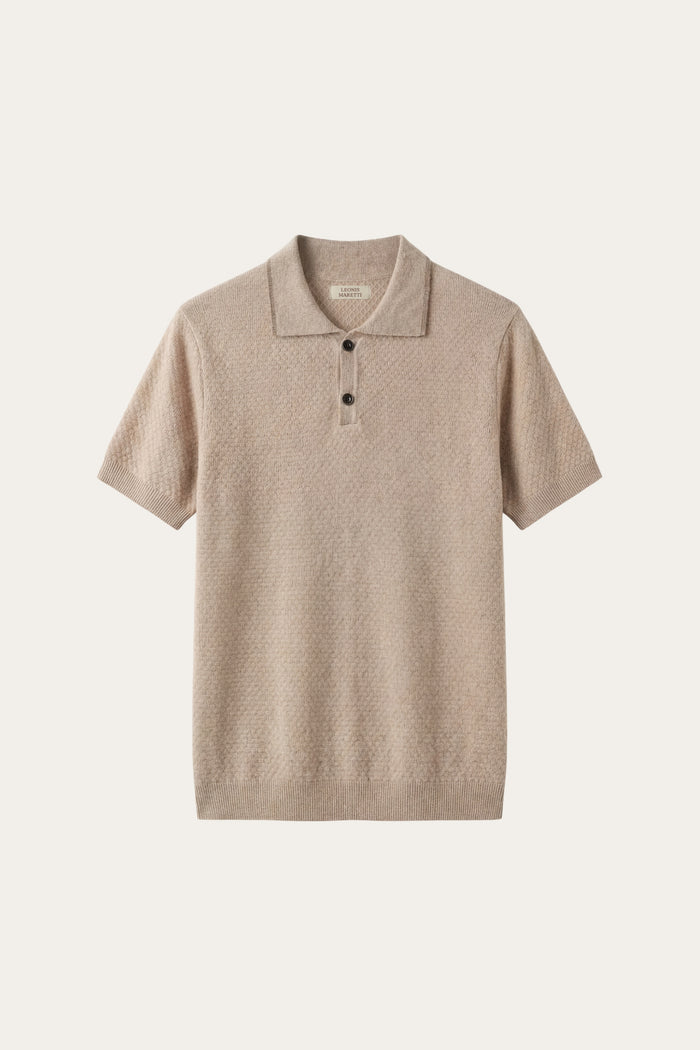 Prato Cashmere Knit Polo Camel