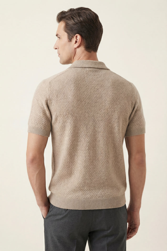 Prato Cashmere Knit Polo Camel