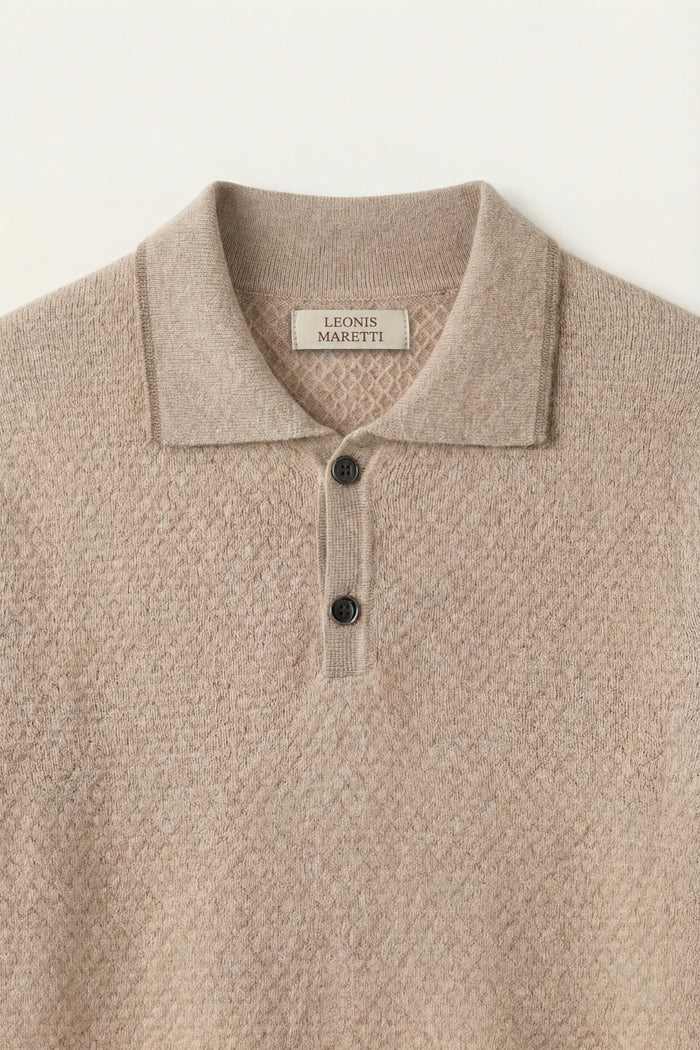 Prato Cashmere Knit Polo Camel