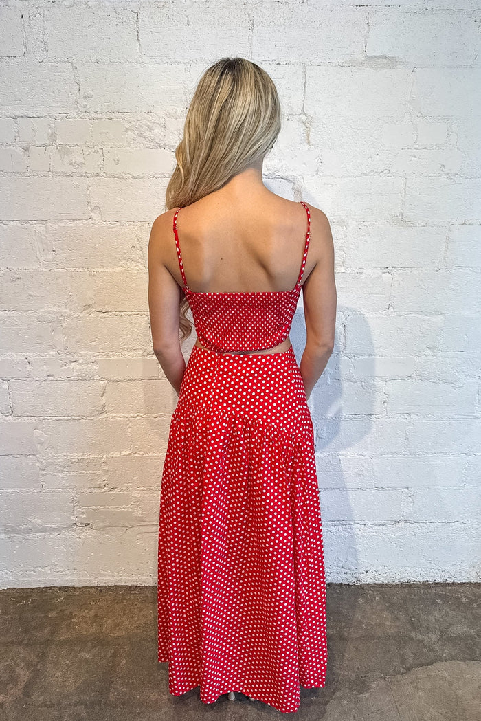 Presley Polka Dot Maxi Skirt, Maxi Skirt, Polka Dot Skirt, Sets, Matching Sets, Spring and Summer Styles, Adeline Boutique, Dallas Boutique, Vacation Sets, Skirts