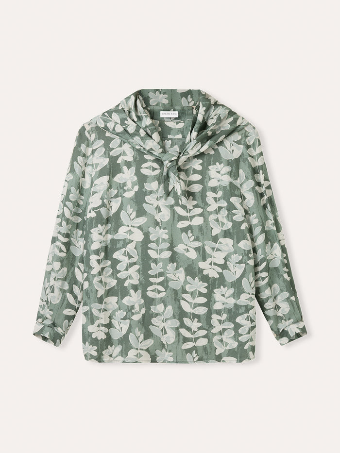 Print Blouse With Triangle Scarf