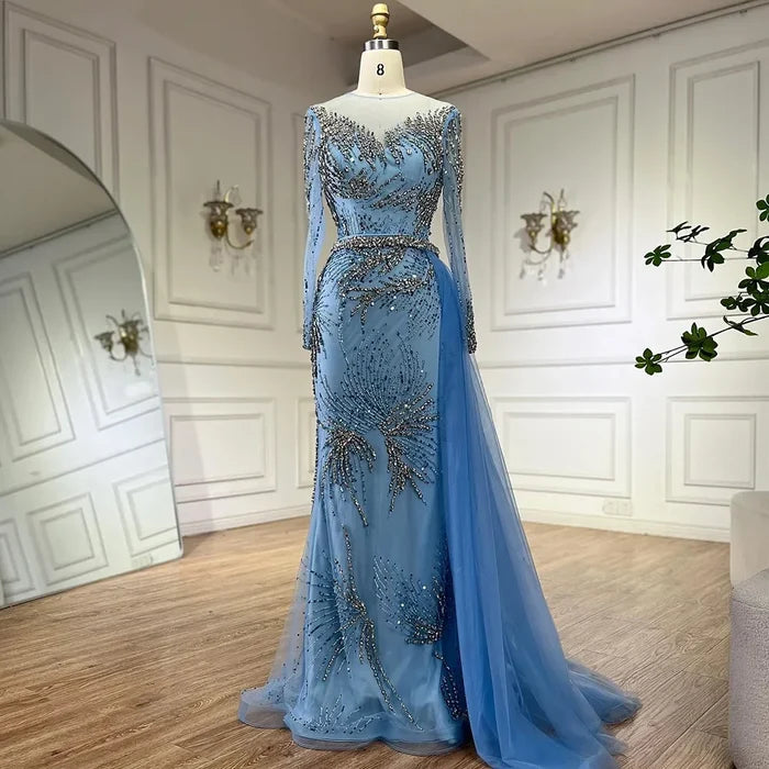 Purple Evening Gowns with Beaded Skirt and Lace-up Detail LA72376 - SERENE HILL