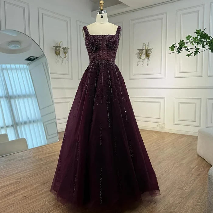 Purple Luxury Square Evening Dresses Arabic Gowns For Party Prom Dress Party LA72857 - SERENE HILL