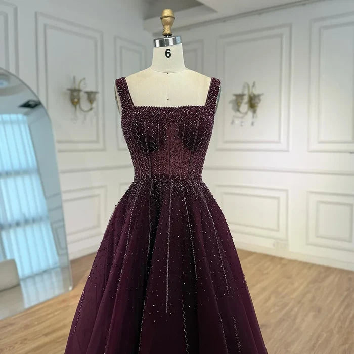 Purple Luxury Square Evening Dresses Arabic Gowns For Party Prom Dress Party LA72857 - SERENE HILL