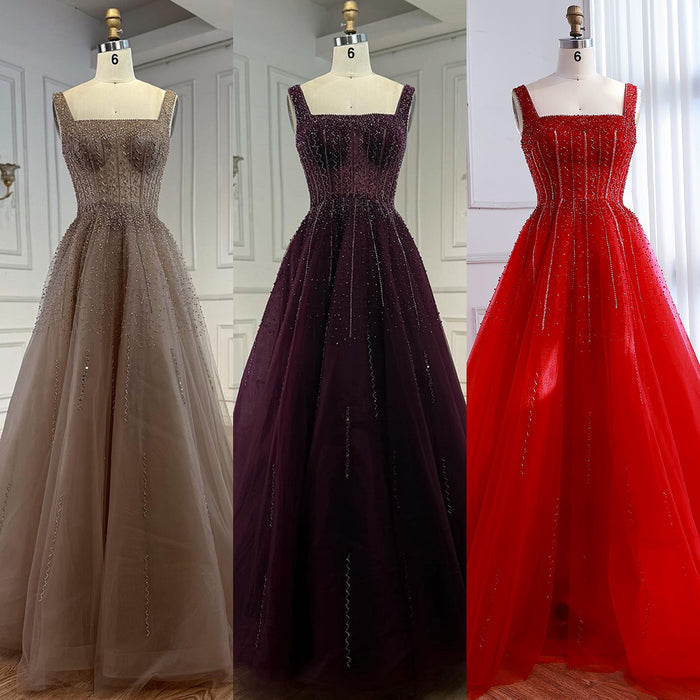 Purple Luxury Square Evening Dresses Arabic Gowns For Party Prom Dress Party LA72857 - SERENE  HILL