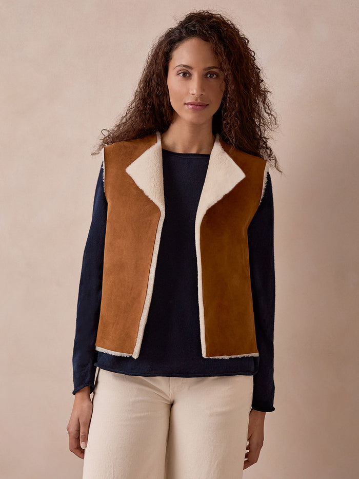 Raw Edge Reversible Sheepskin Gilet