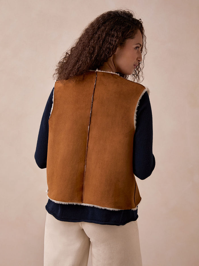 Raw Edge Reversible Sheepskin Gilet