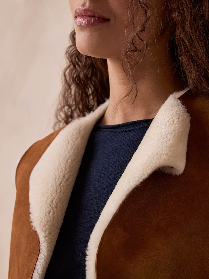 Raw Edge Reversible Sheepskin Gilet