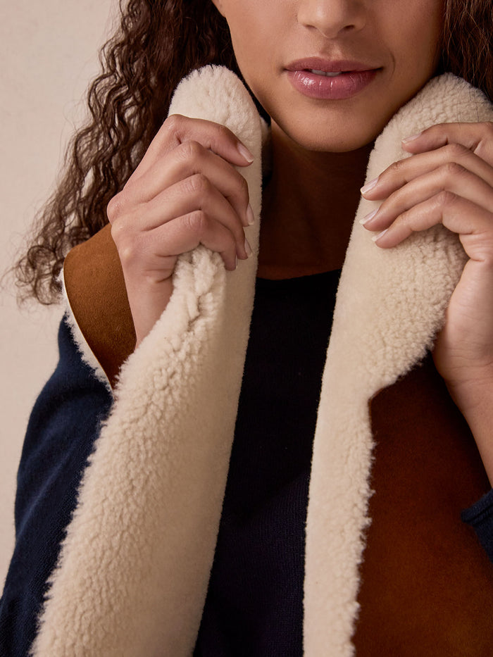 Raw Edge Reversible Sheepskin Gilet