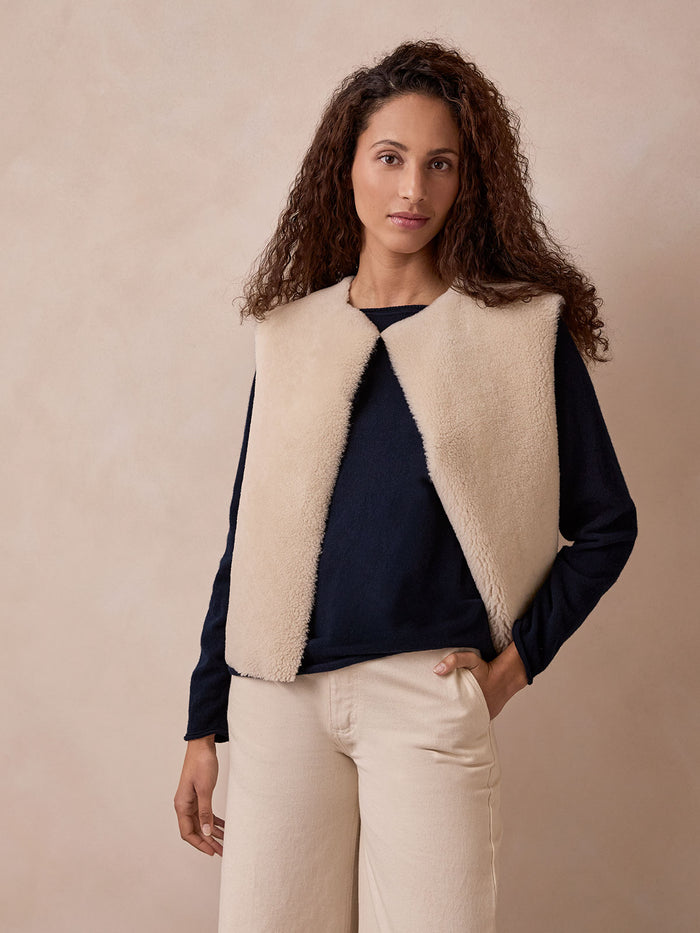 Raw Edge Reversible Sheepskin Gilet