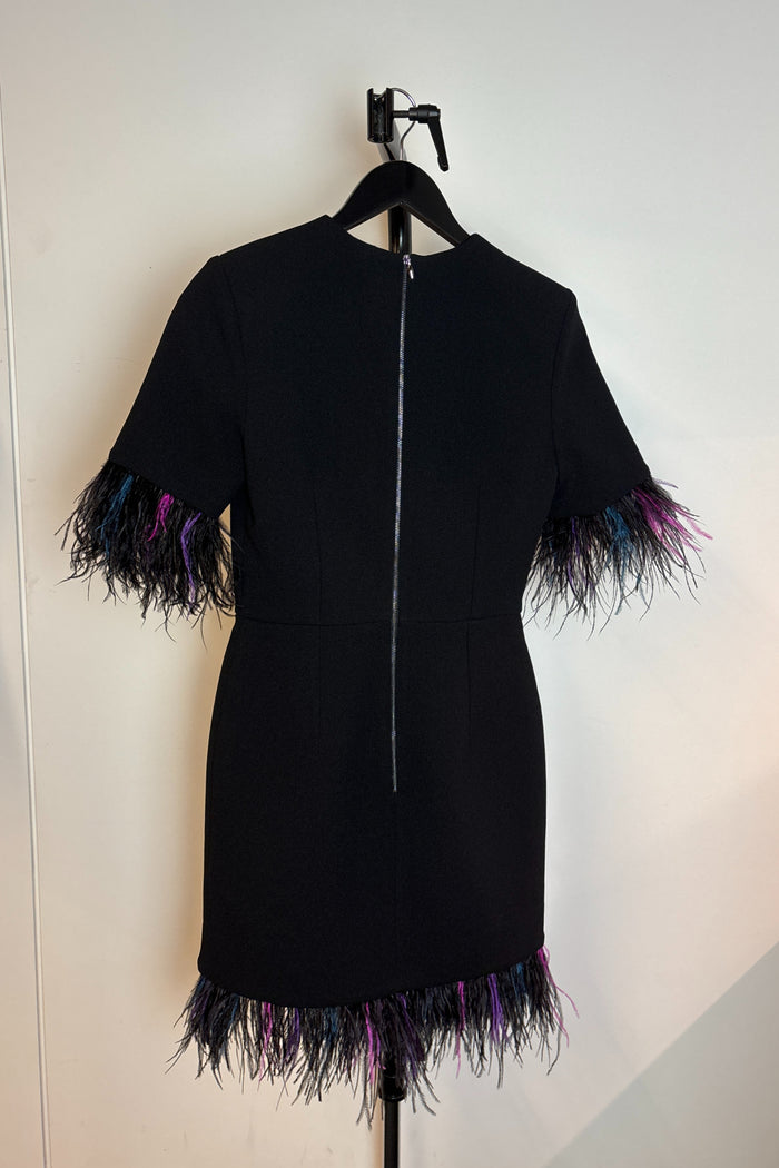 Rebecca Vallance Feather Trim Black Mini Dress image 1