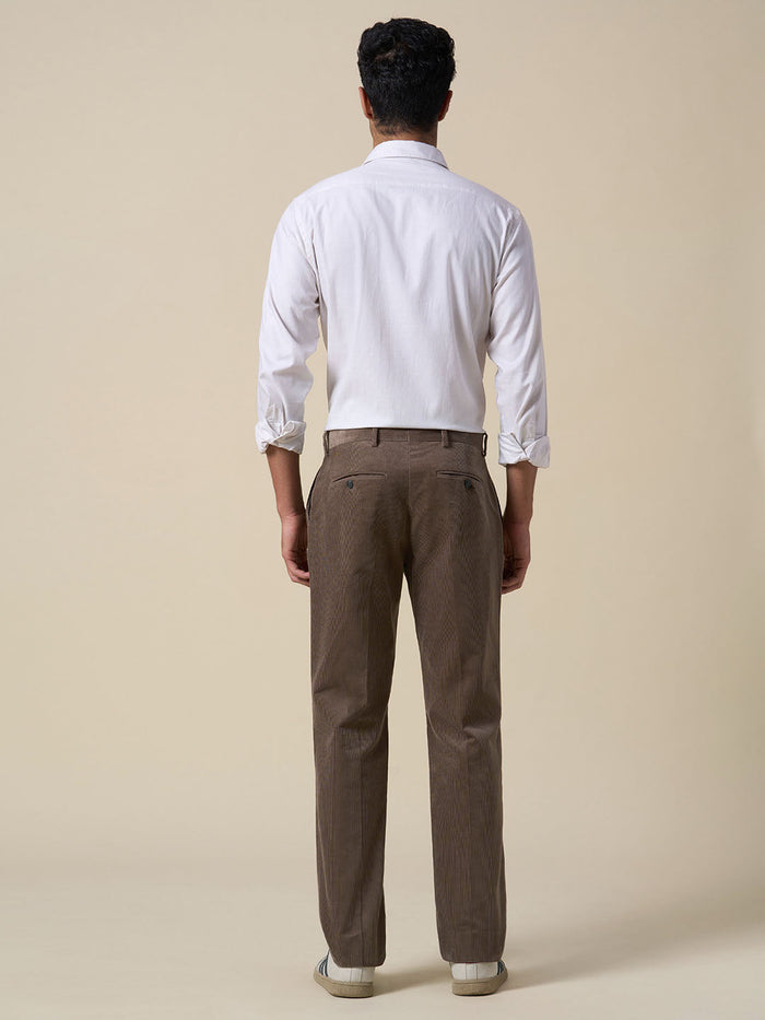 Regular Fit Corduroy Tailored Trousers - Brown