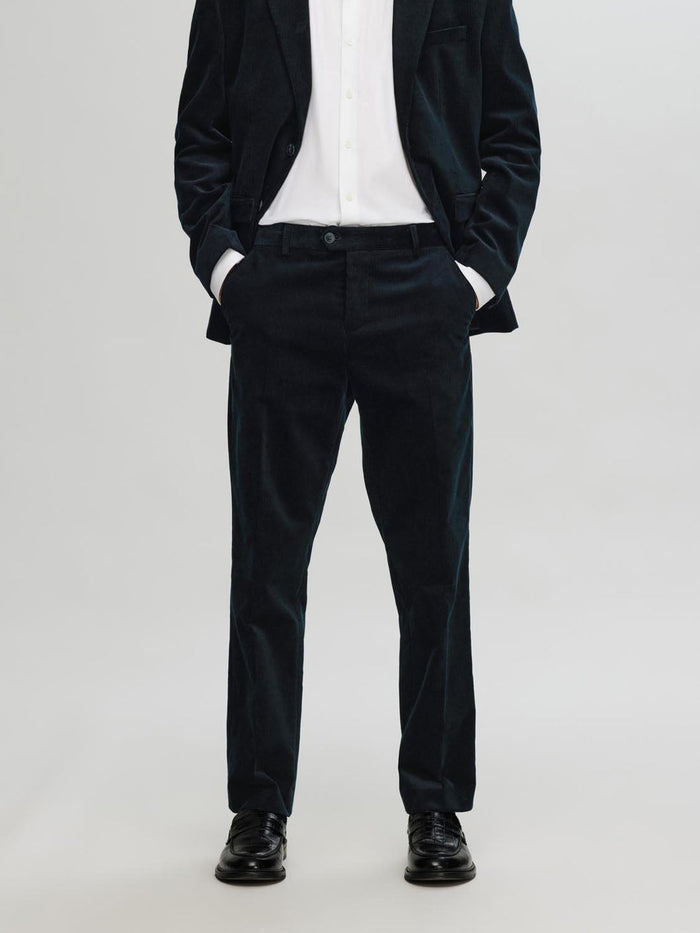Regular Fit Corduroy Tailored Trousers - Deep Blue