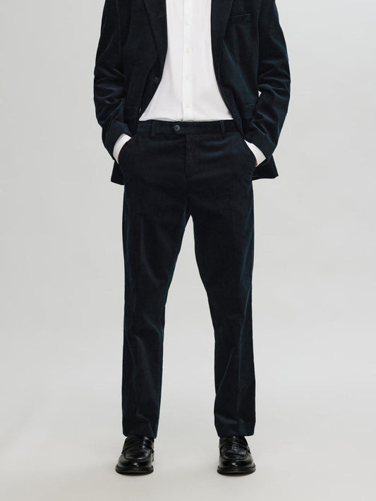 Regular Fit Corduroy Tailored Trousers - Deep Blue