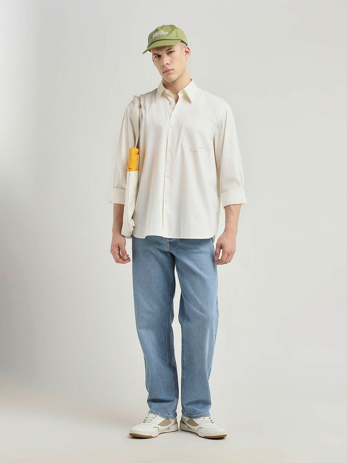 Regular Fit Embroidered Text Shirt
