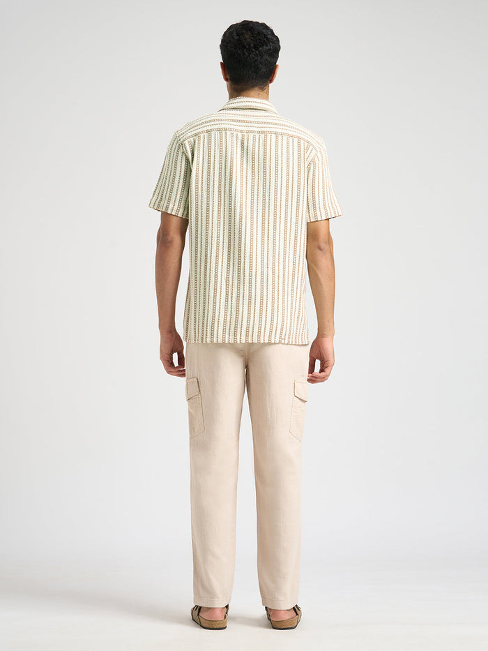 Regular Fit Striped Shirt - Beige