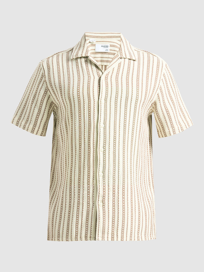 Regular Fit Striped Shirt - Beige