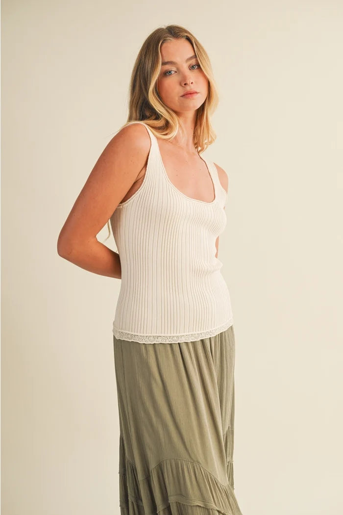 Ribbed Sleeveless Sweater Top