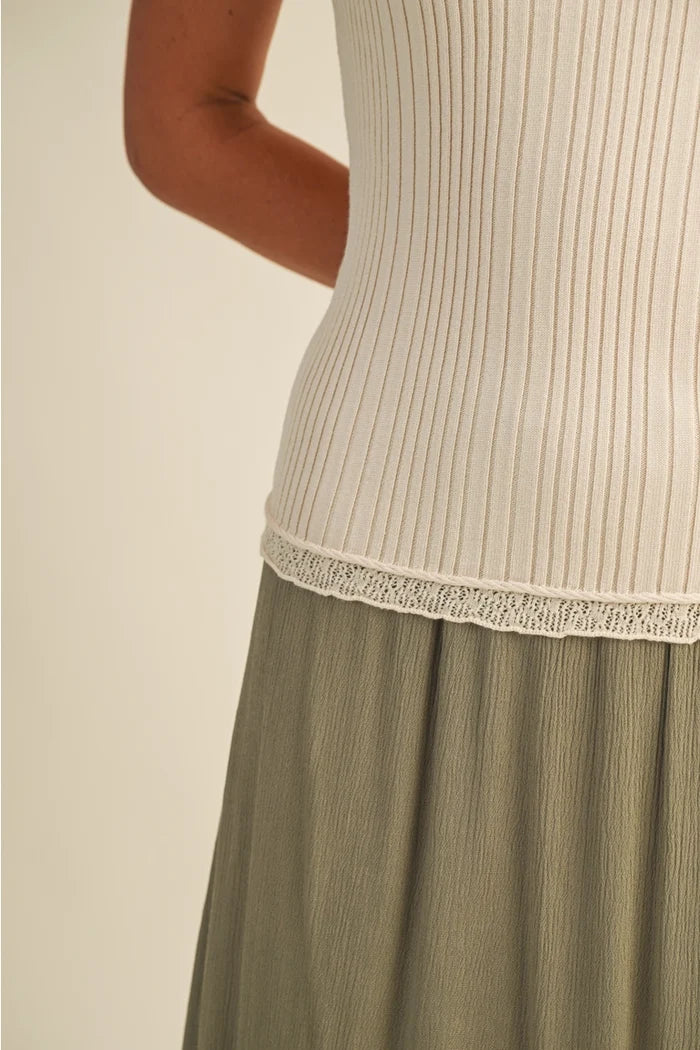 Ribbed Sleeveless Sweater Top