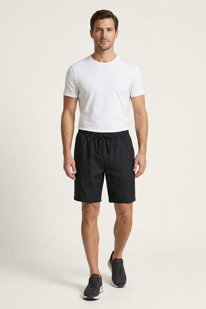 Rimini Linen Drawstring Shorts Black