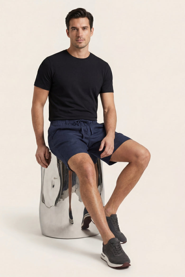Rimini Linen Drawstring Shorts Blue