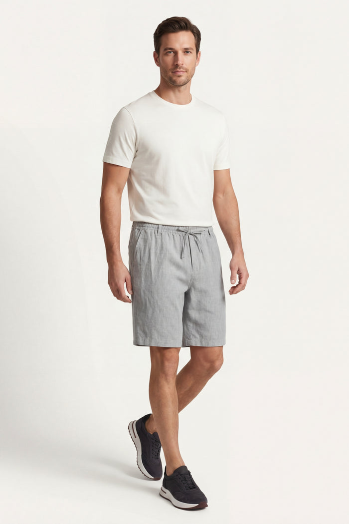 Rimini Linen Drawstring Shorts Grey