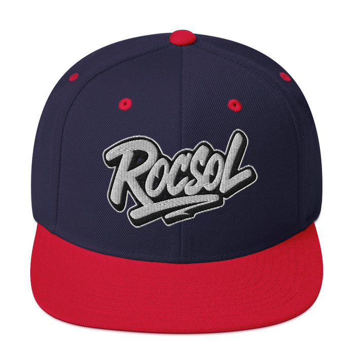 Roc Sol Snapback Hat, embroidered logo cap