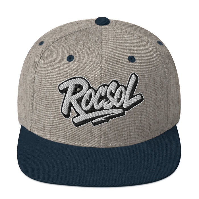 Roc Sol Snapback Hat, embroidered logo cap