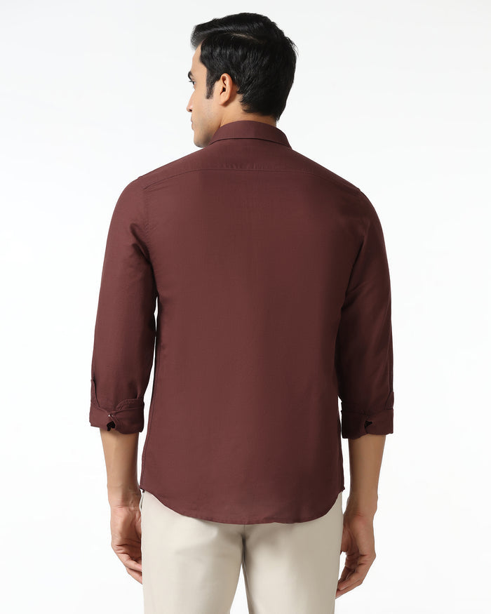 Rust Linen Solid Shirt - Salmon