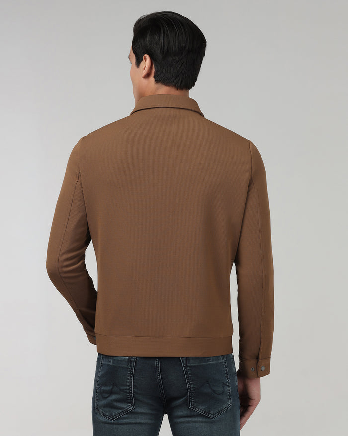 Rust Textured Zipper Jacket - Joan
