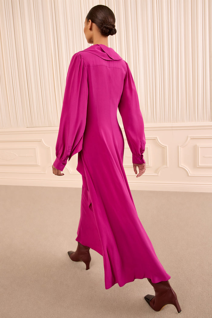 Sabrina Long Sleeve Silk Dress - Orchid
