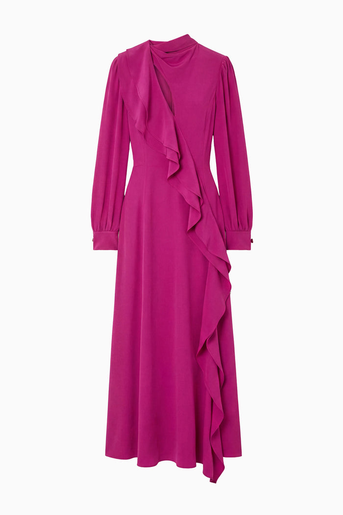 Sabrina Long Sleeve Silk Dress - Orchid
